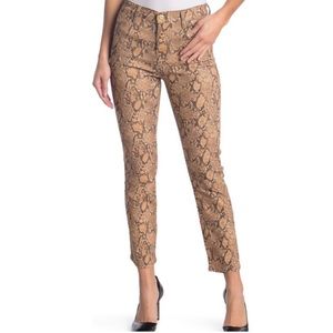 Frame Le High Coated Python Print Straight Jeans